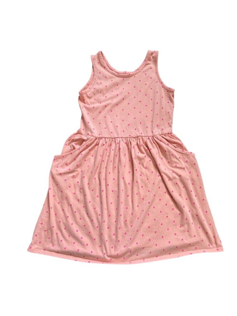 Cat & Jack Girls Sleeveless Dress With Heart Details-Orange/Pink-14-GUC